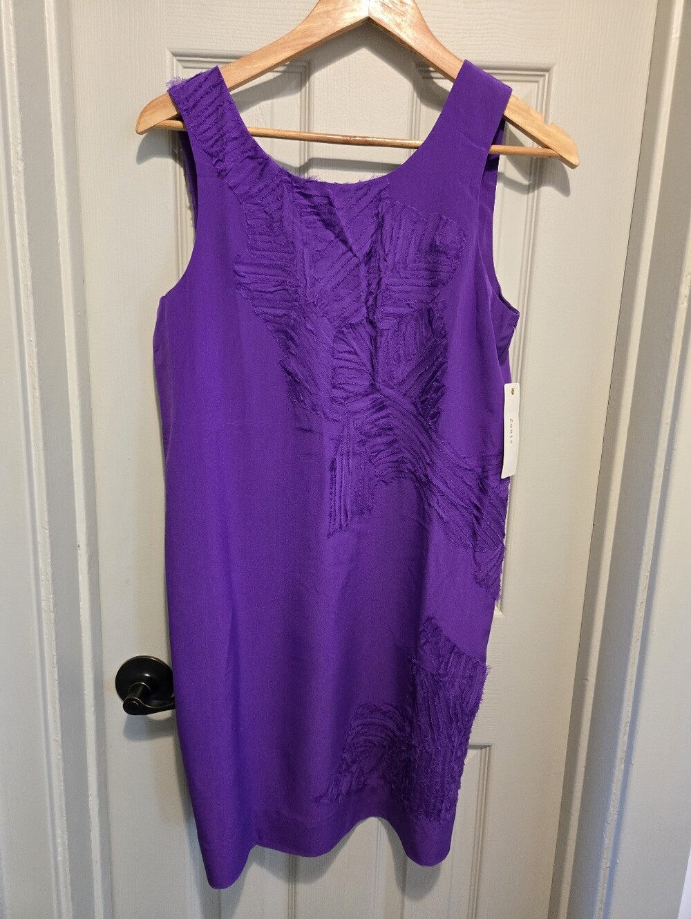 Cluny Textured Sheath Dress In Bright Plum Sz 6 Msrp $398